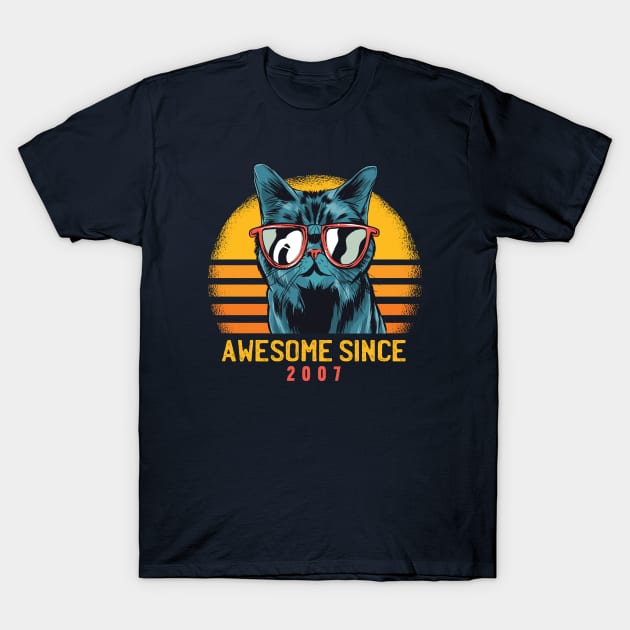 Retro Cool Cat Awesome Since 2007 // Awesome Cattitude Cat Lover T-Shirt by Now Boarding